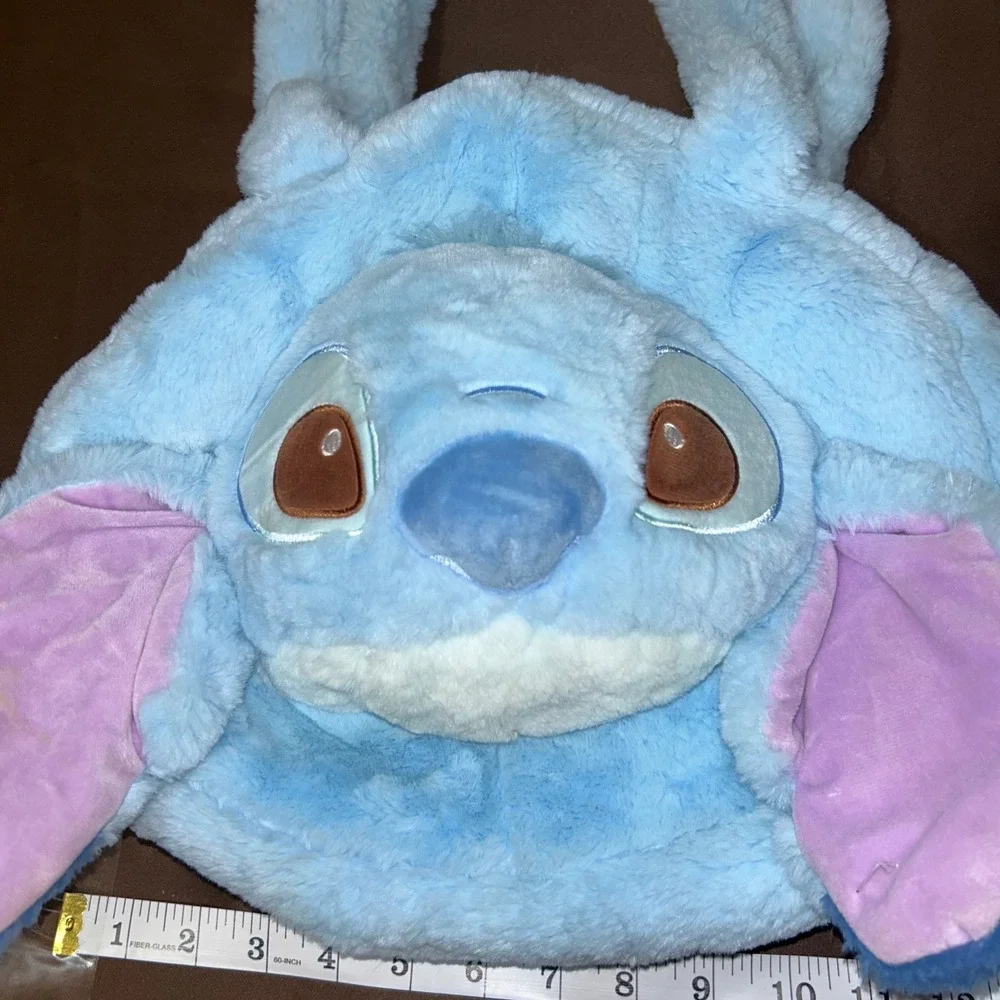 Disney Lilo & Stitch Plush Tote Bag Blue Fuzzy Faux Fur Character Handbag Kids
